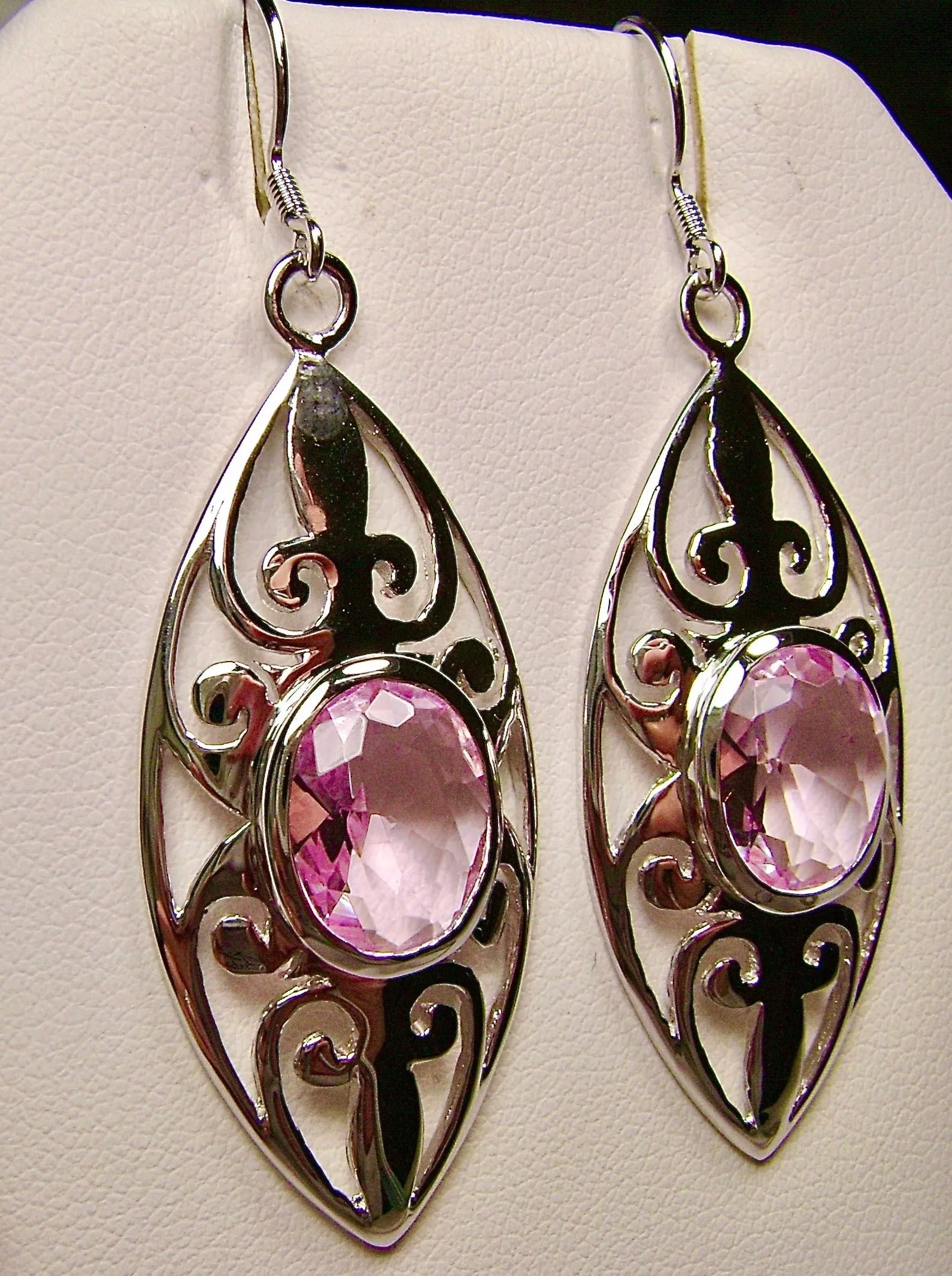 Pink Topaz Earrings, Art Nouveau Jewelry, #E32