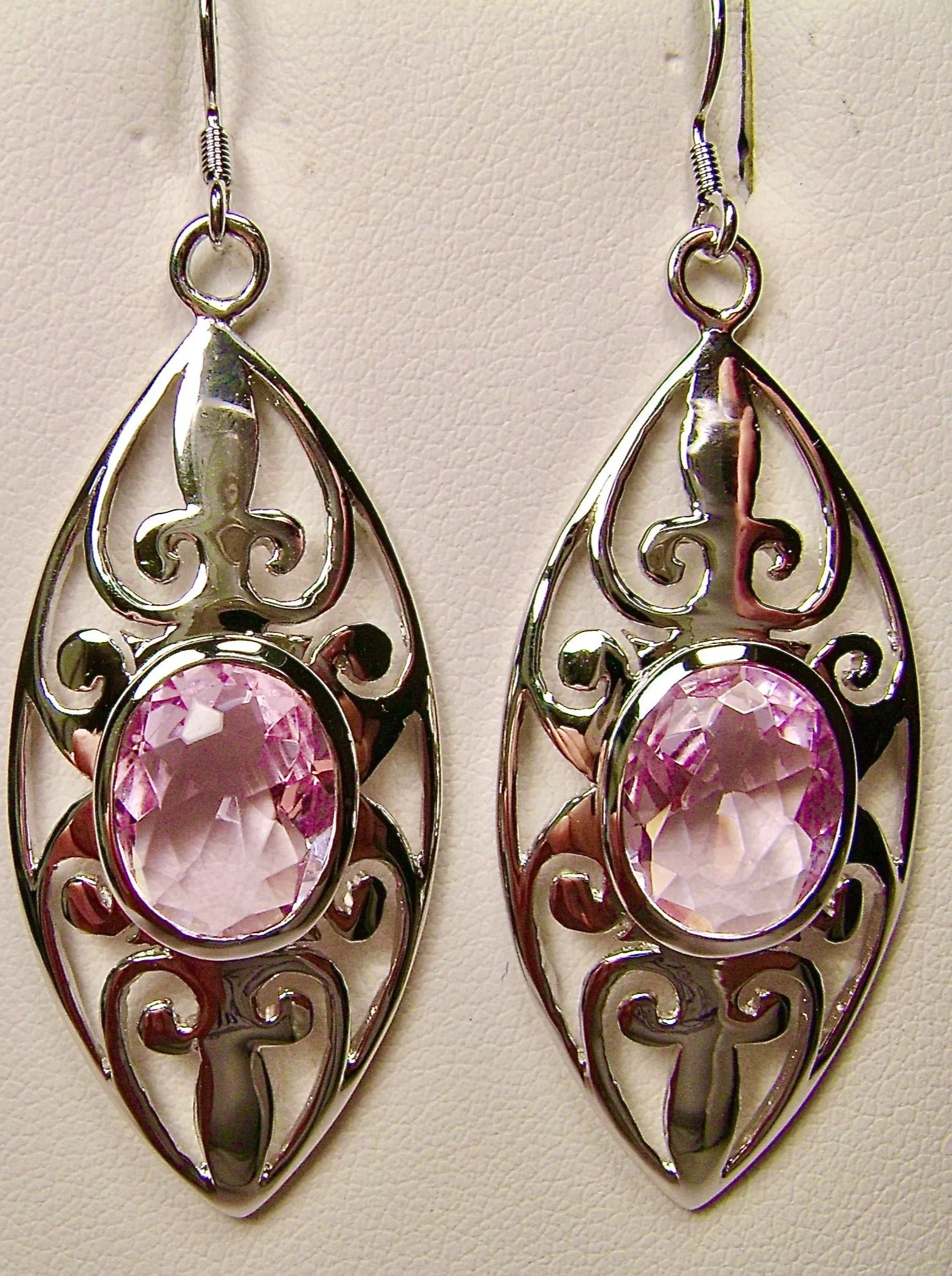 Pink Topaz Earrings, Art Nouveau Jewelry, #E32