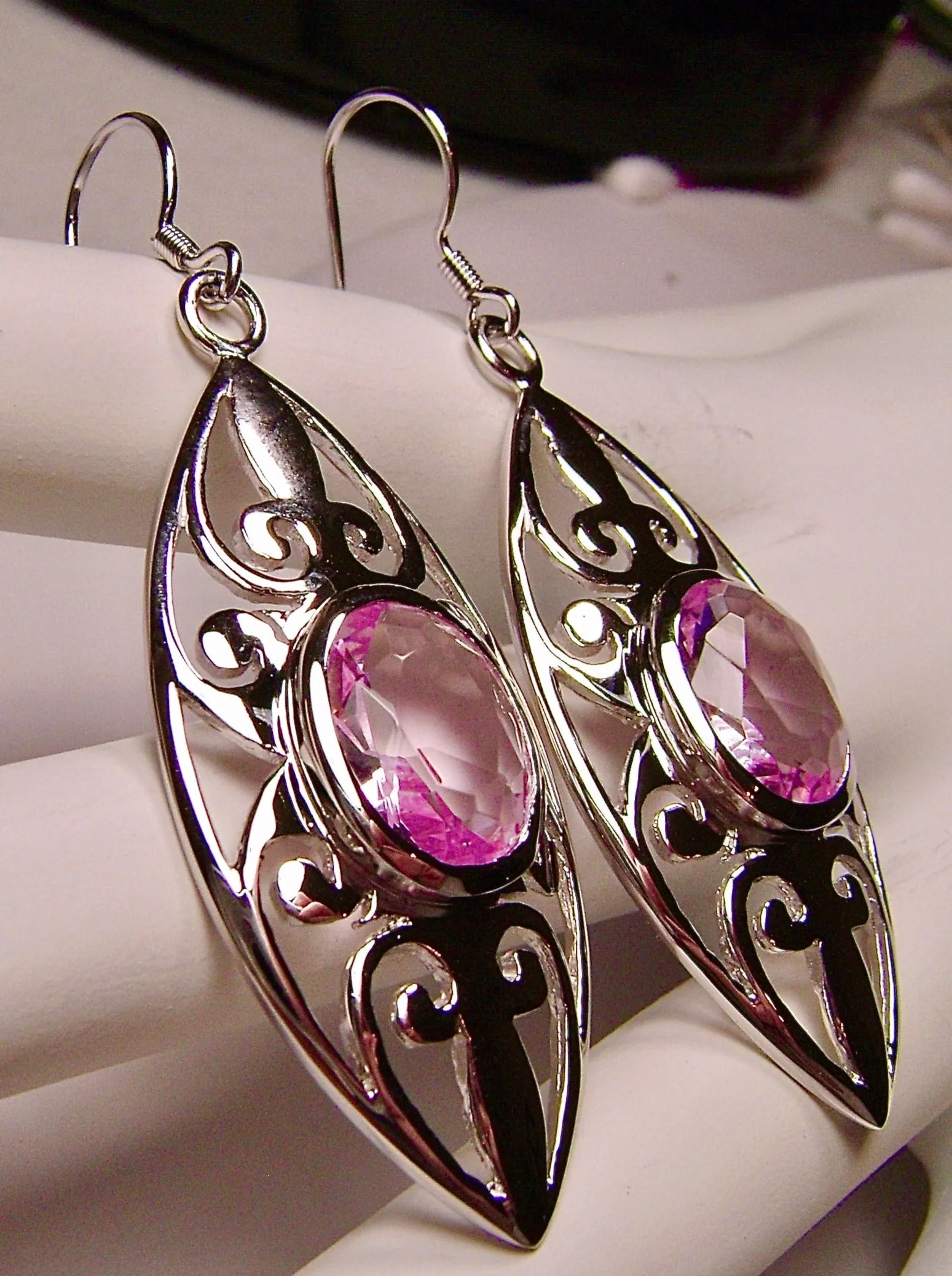 Pink Topaz Earrings, Art Nouveau Jewelry, #E32