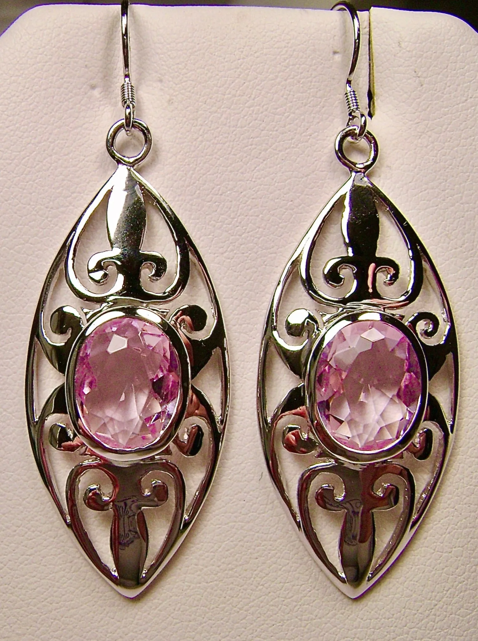 Pink Topaz Earrings, Art Nouveau Jewelry, #E32