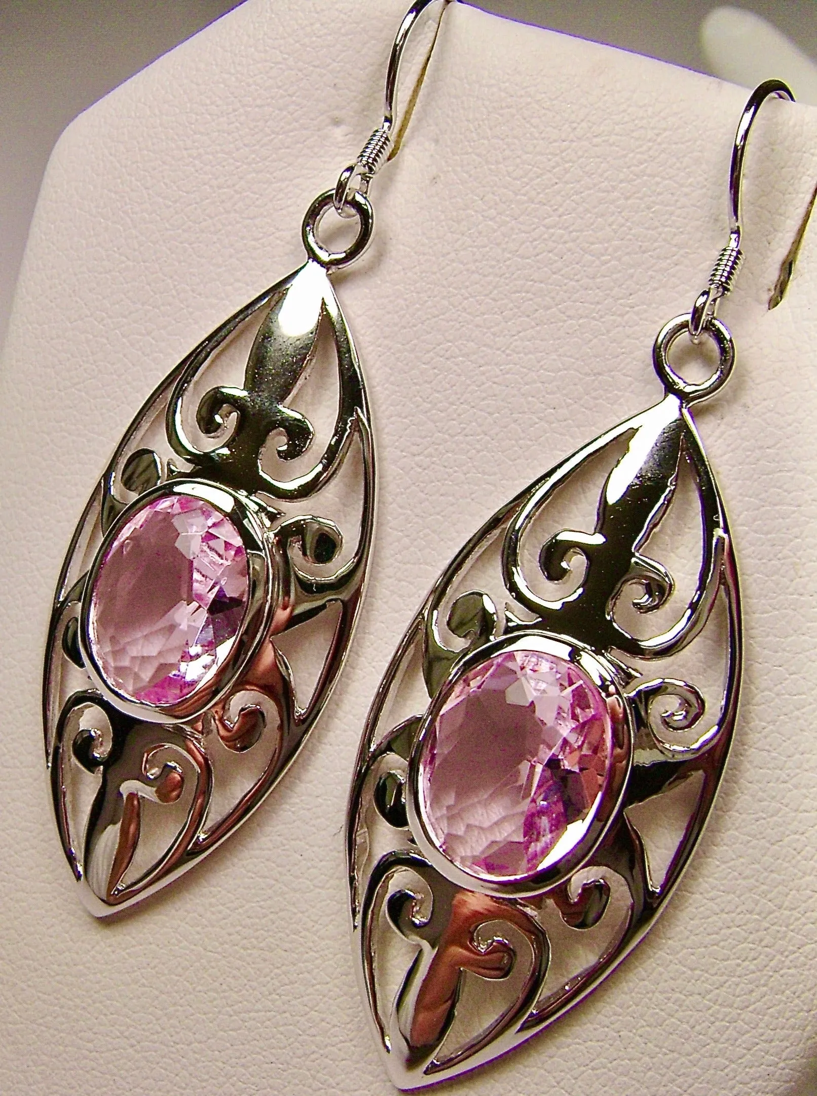 Pink Topaz Earrings, Art Nouveau Jewelry, #E32