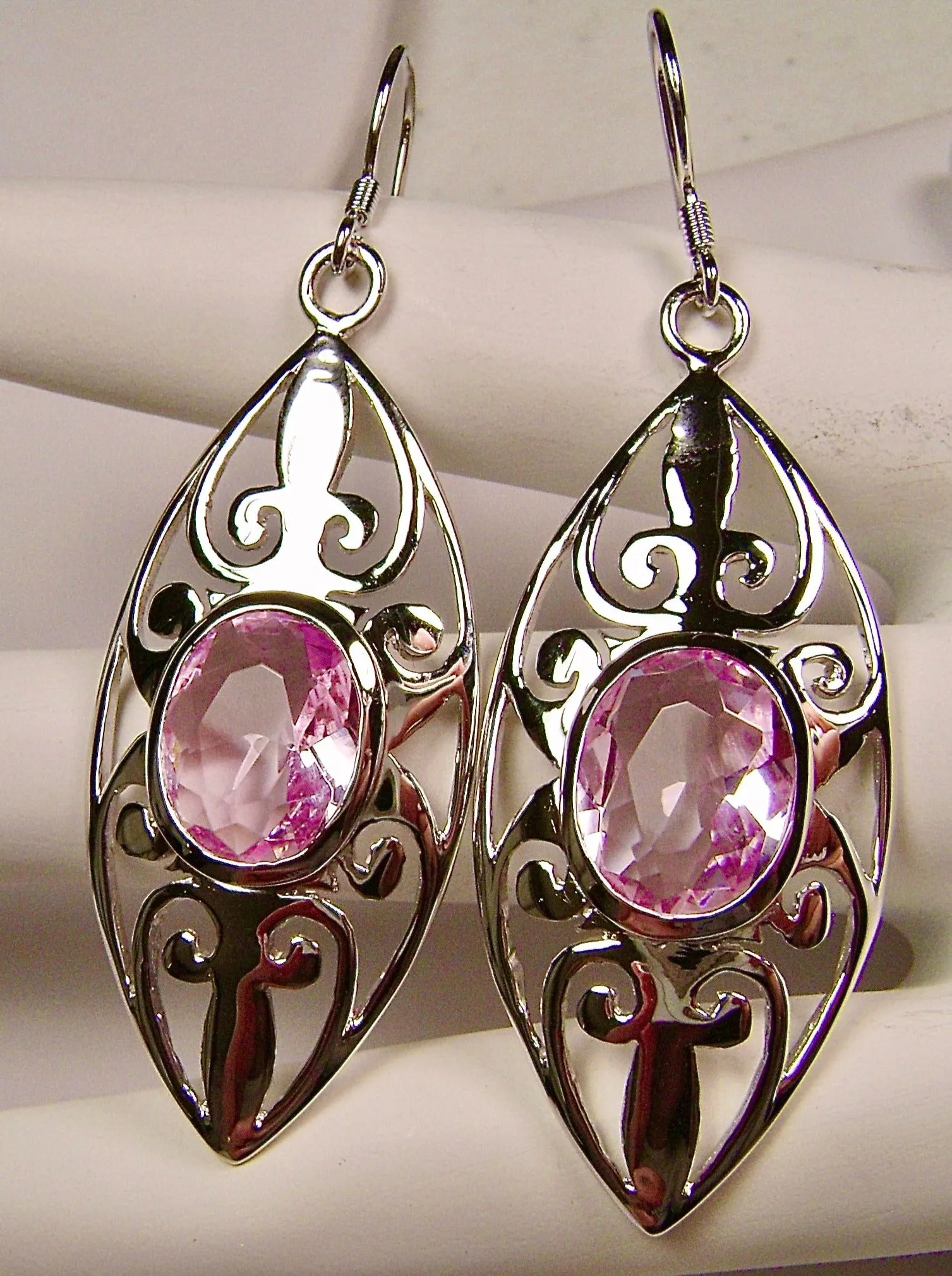 Pink Topaz Earrings, Art Nouveau Jewelry, #E32