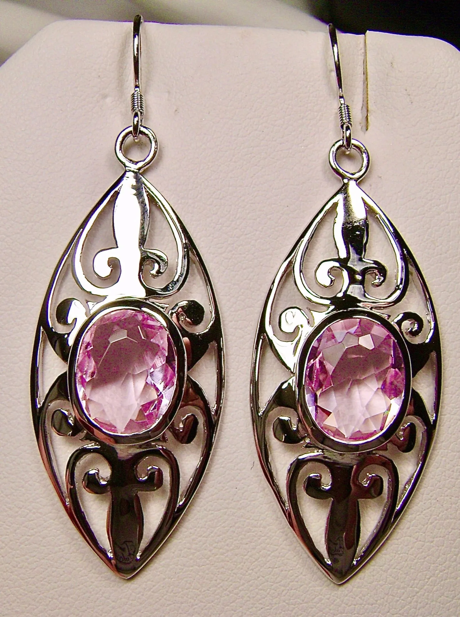 Pink Topaz Earrings, Art Nouveau Jewelry, #E32