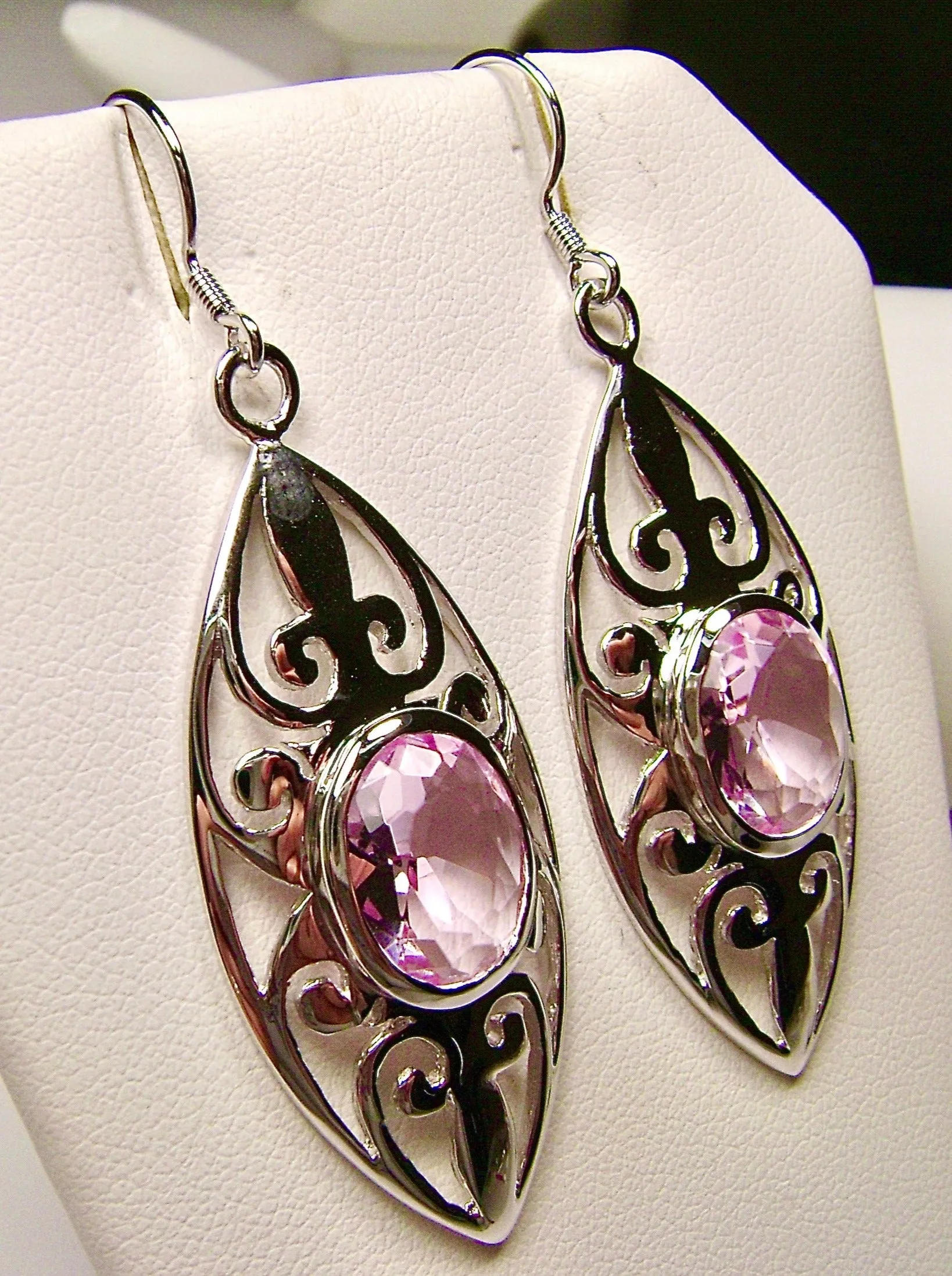 Pink Topaz Earrings, Art Nouveau Jewelry, #E32