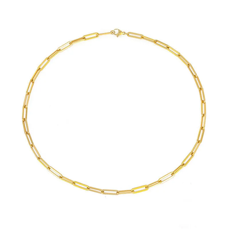 Plated Large Paperclip Chain Link Necklace - Gold