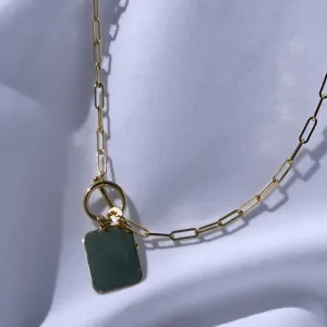 Polished Paper Clip with Toggle and Dog Tag Pendant