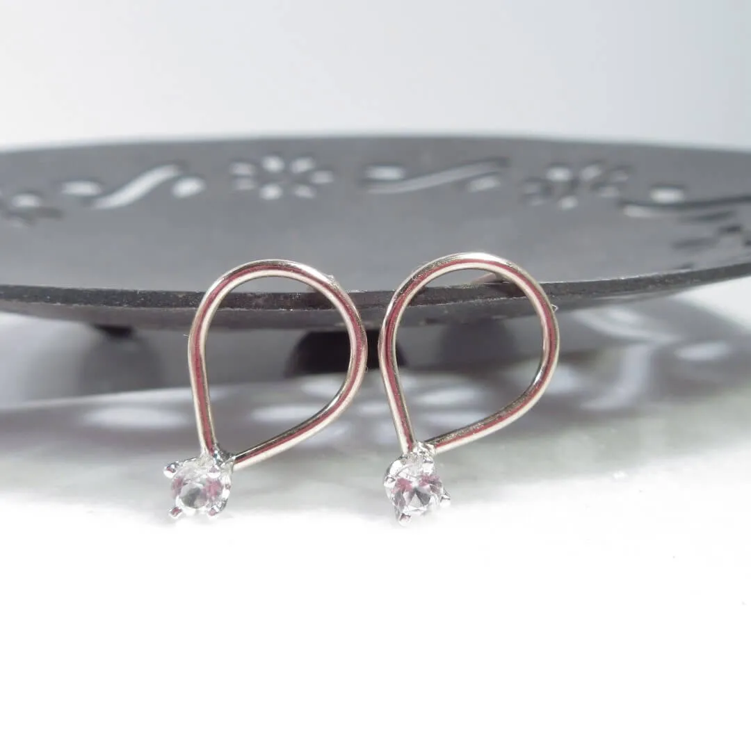 Post Earring Tear Drop White Topaz Choose Your Metal