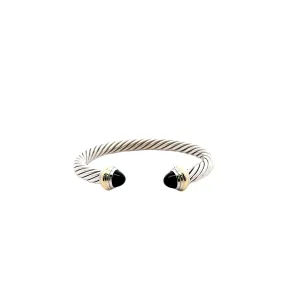 Pre-Owned David Yurman Two-Tone Black Onyx Classic Cable Cuff