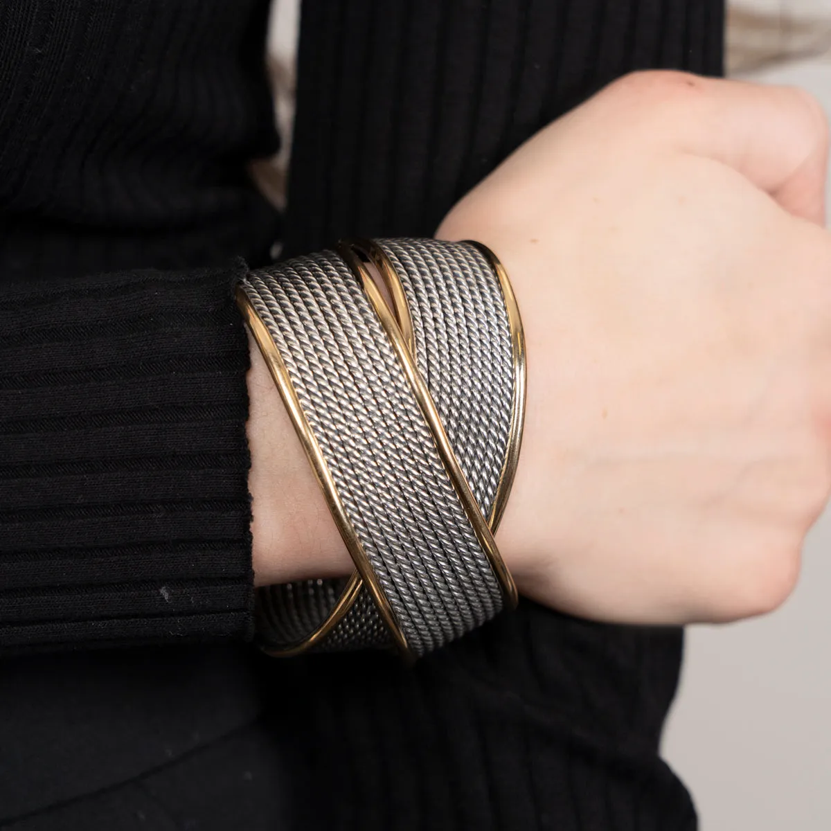 Pre-Owned David Yurman Two-Tone Origami Crossover Cuff