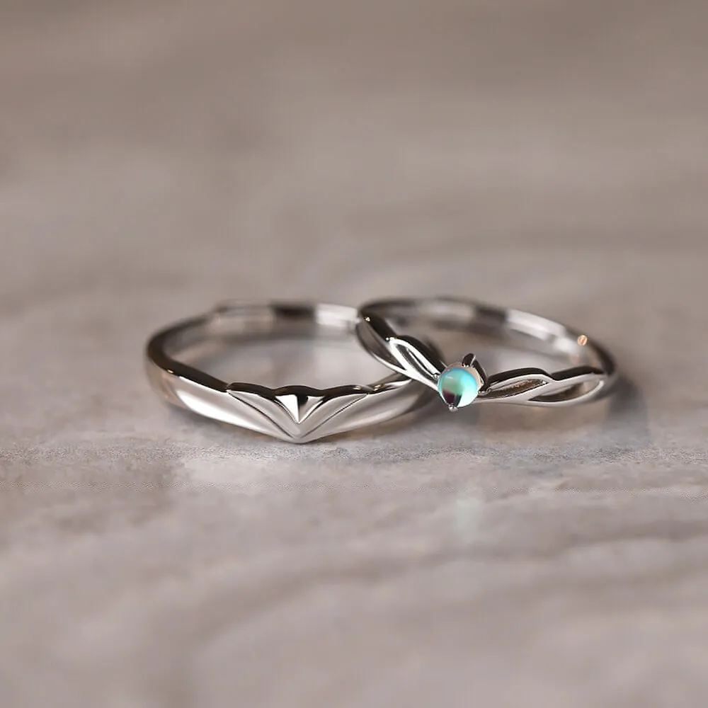 Princess & Knight Moonstone Matching Rings