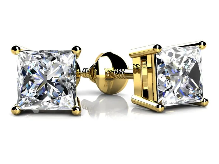 Princess Cut Diamond Stud Earrings with 0.25 ct.(finished) 2.75mm