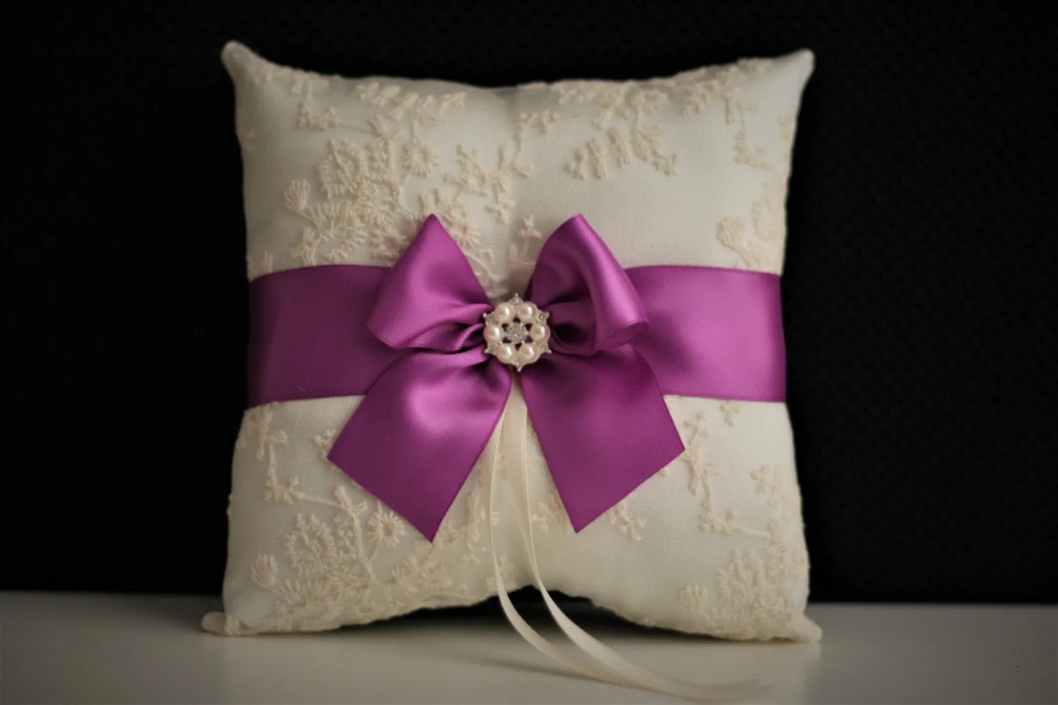 Purple Flower Girl Basket and Ring Bearer Pillow Set