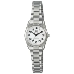 Q&Q Silver Stainless Steel White Dial Quartz Watch for Ladies - Q639J204Y