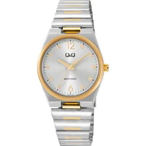 Q&Q Two-Tone Stainless Steel Gold Dial Quartz Watch for Ladies - Q84B008PY