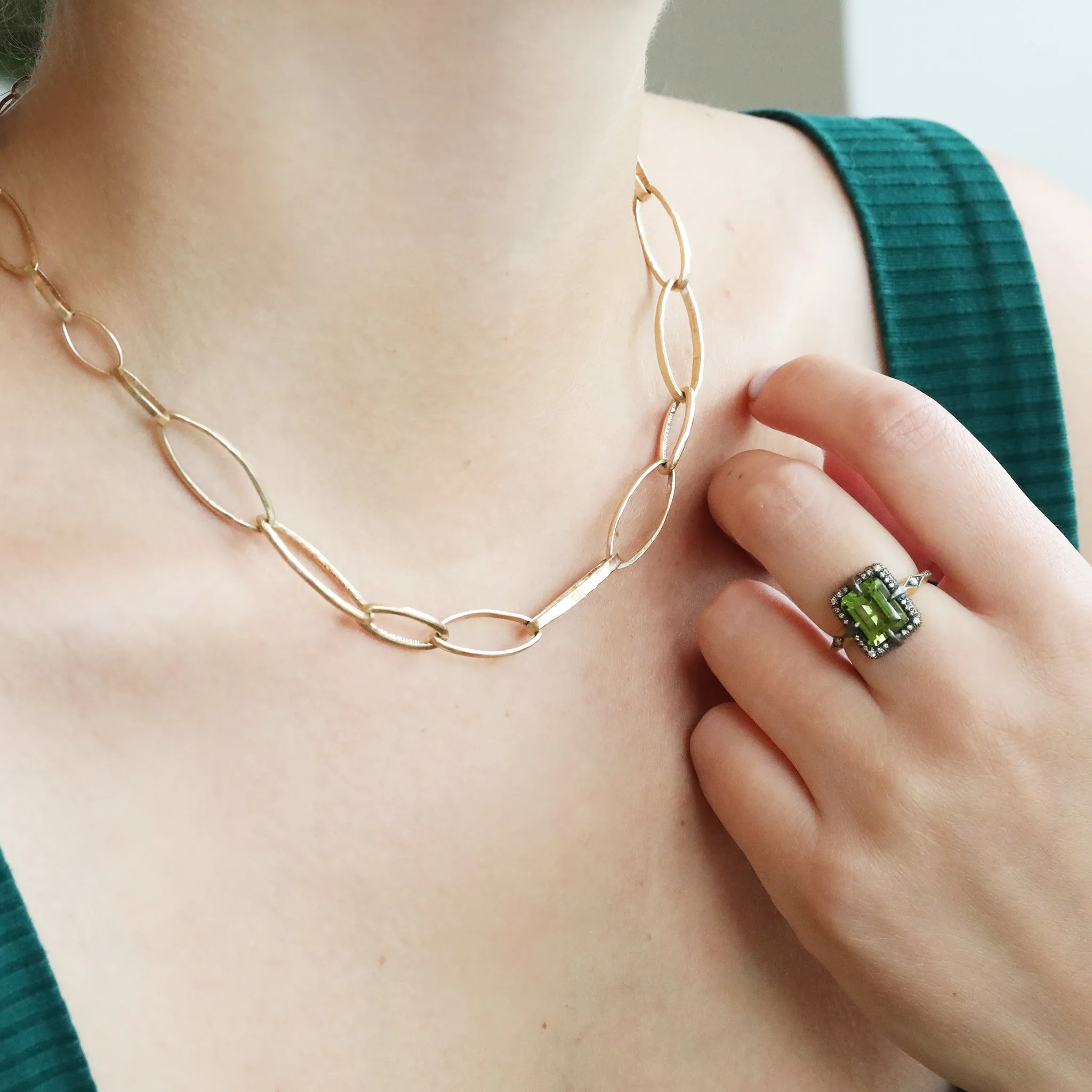 "Hayden Big Sister" 14K Gold Heavyweight Varying Shape Link Necklace