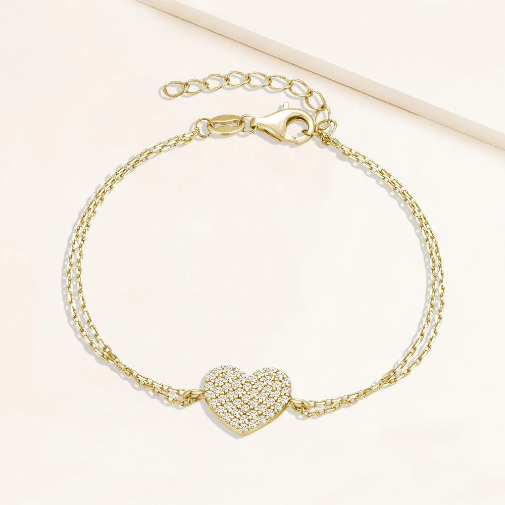 "With all my Love" 1.6CTW Pave Heart Bracelet