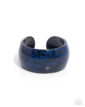Radical Rendezvous - Blue - and Black Swirl Acrylic Paparazzi Cuff Bracelet
