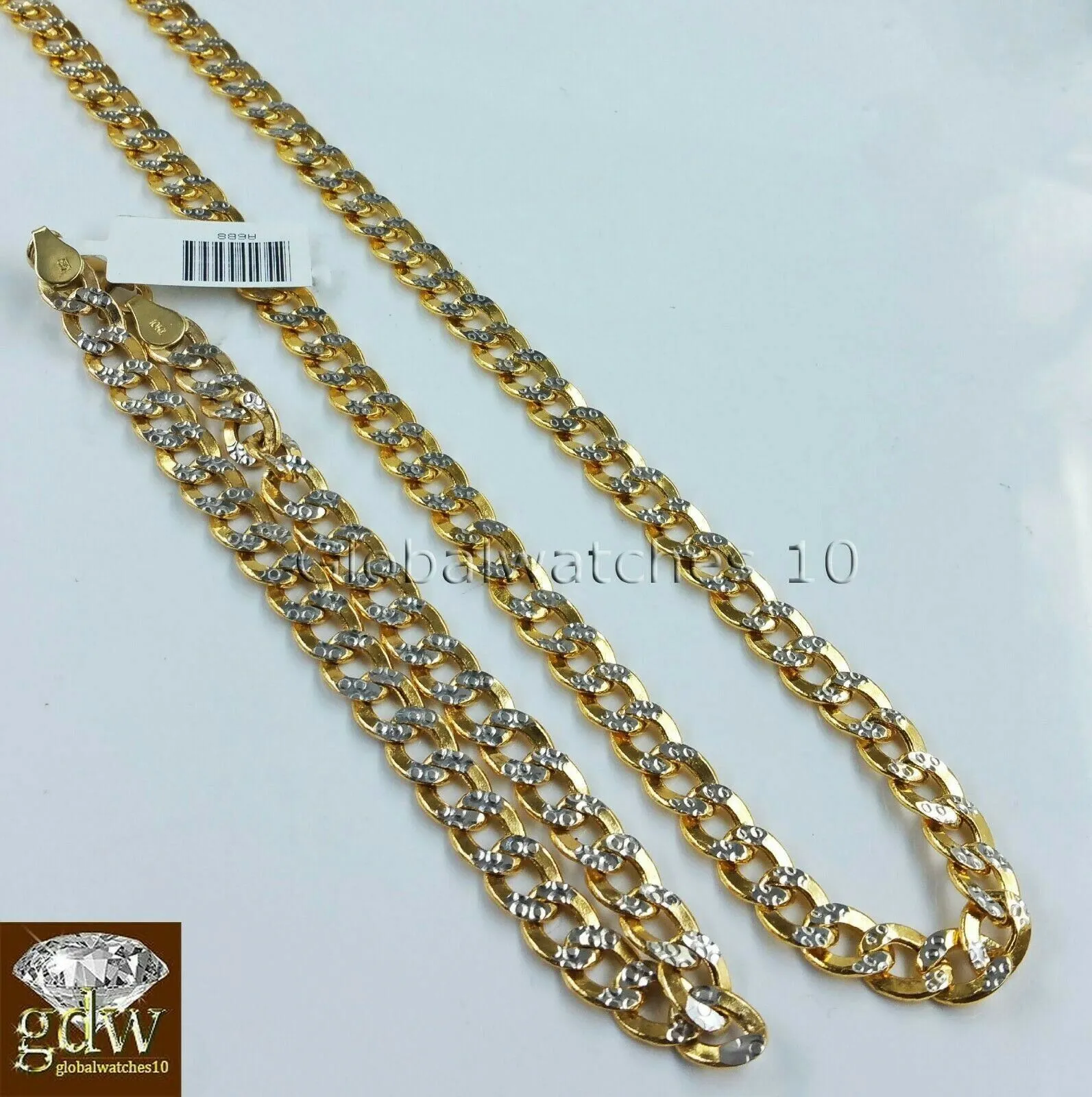 Real 10k Gold 6mm Cuban Curb Link  Chain DiamondCut SET 24" Necklace 8" Bracelet
