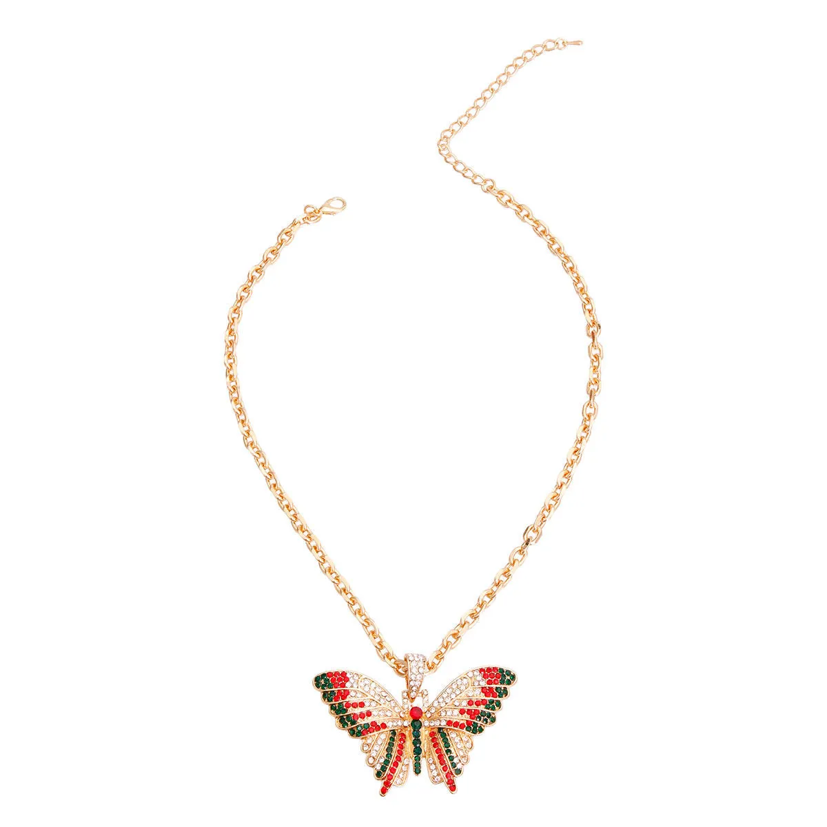Red and Green Flutter Butterfly Necklace