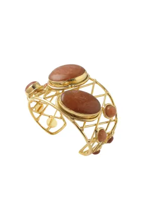 Red Aventurine Gold Open Cuff