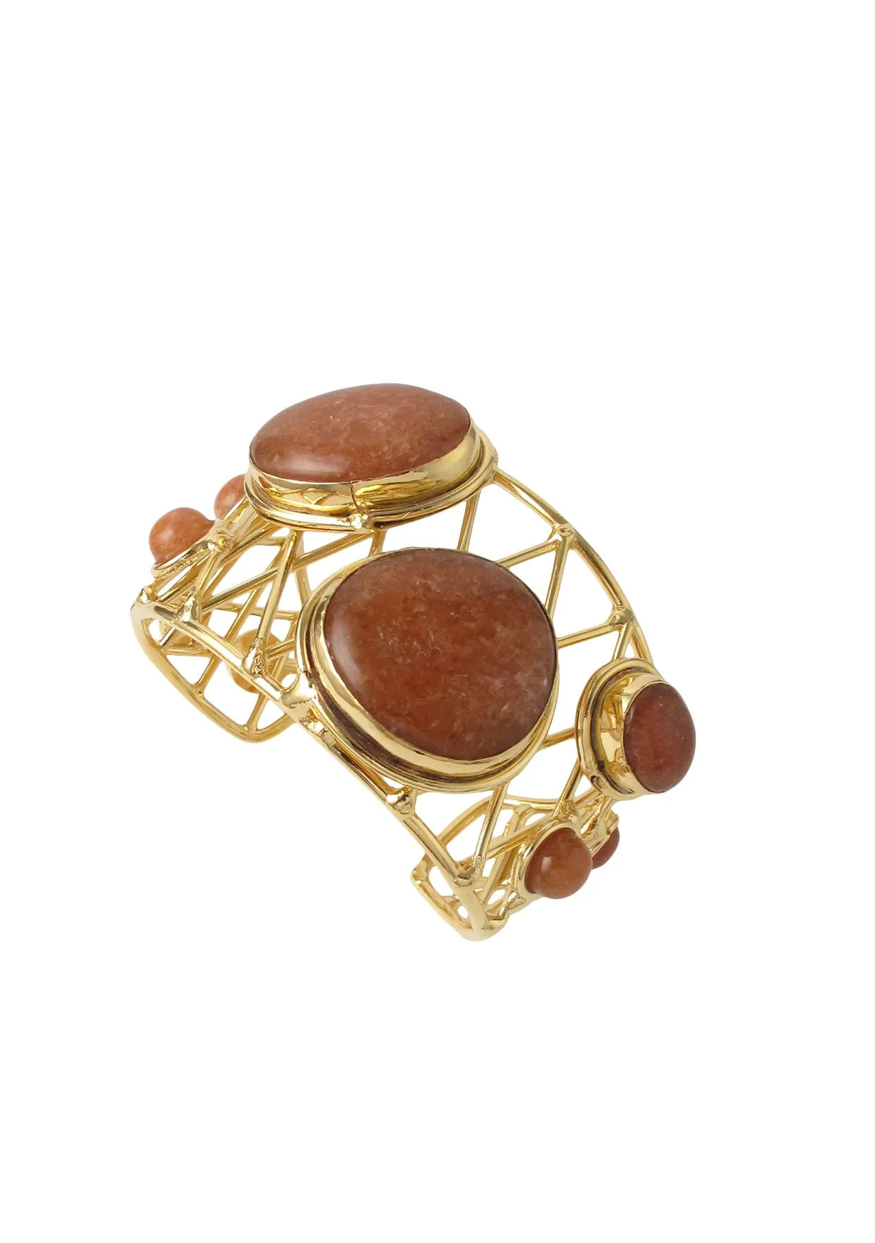 Red Aventurine Gold Open Cuff