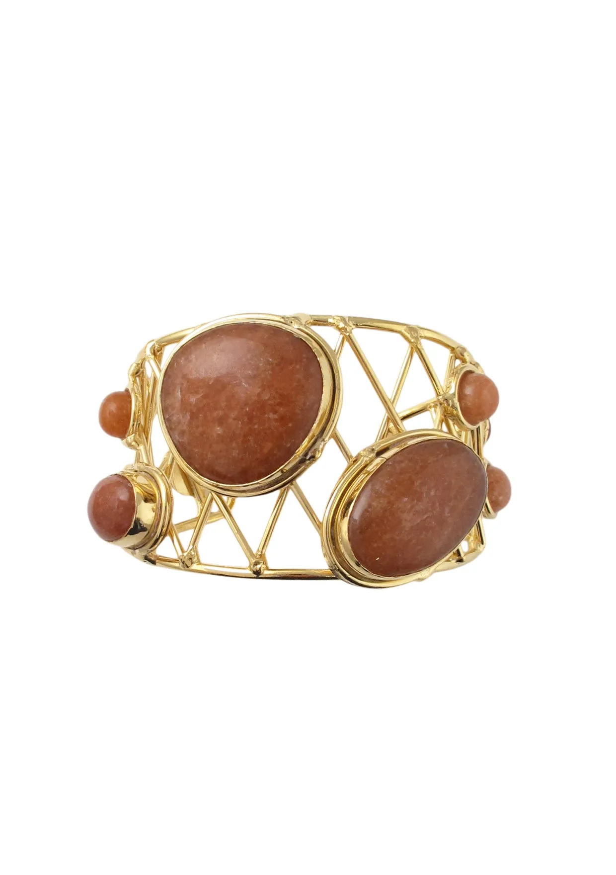 Red Aventurine Gold Open Cuff