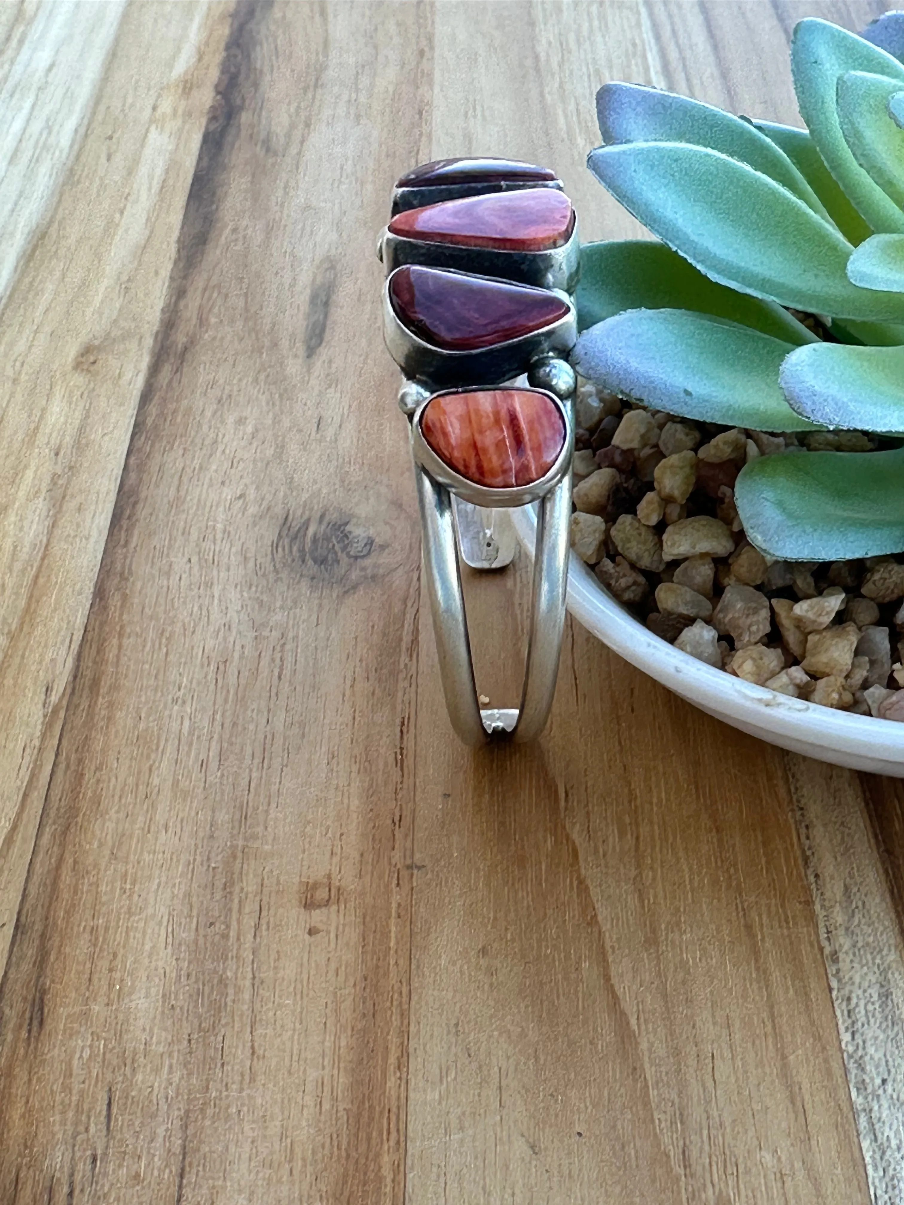 Red Spiny 5 Stone Cuff
