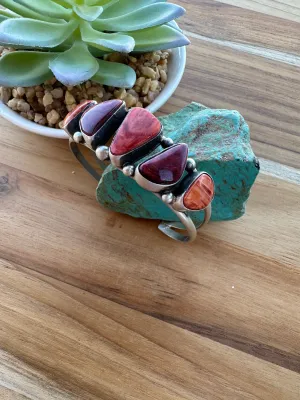 Red Spiny 5 Stone Cuff