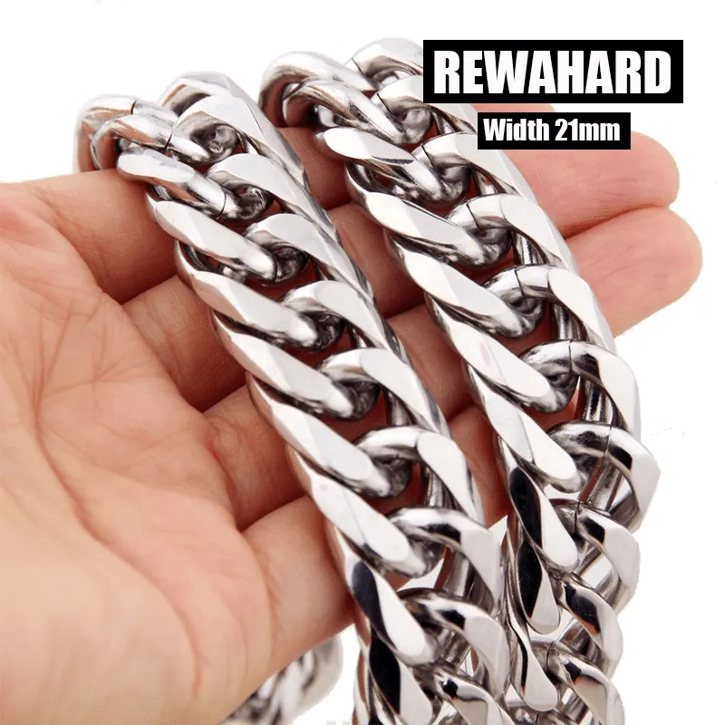 Rewahard - 21mm Super Wide Stainless-Steel Cuban Chains SLIVER