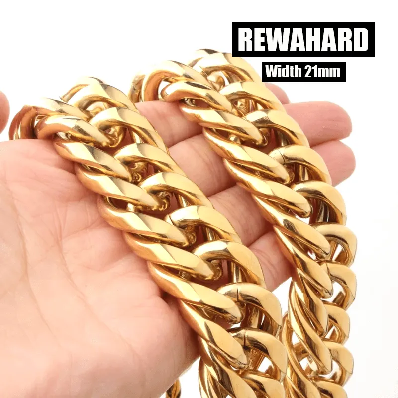 Rewahard - 21mm Super Wide Stainless-Steel Cuban Chains SLIVER