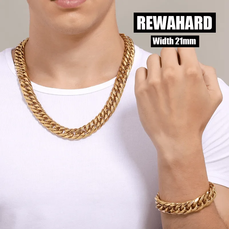 Rewahard - 21mm Super Wide Stainless-Steel Cuban Chains SLIVER