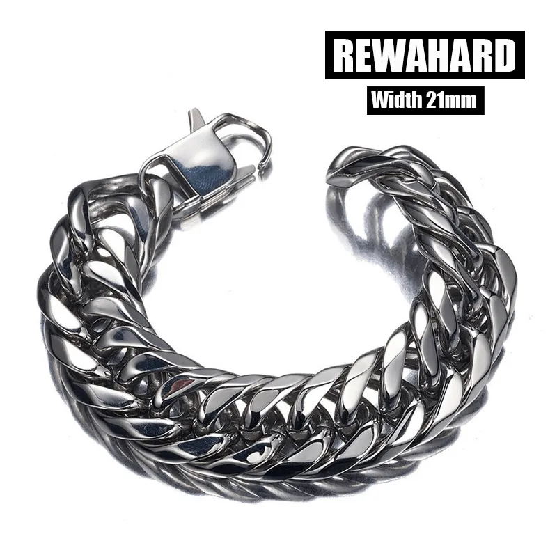 Rewahard - 21mm Super Wide Stainless-Steel Cuban Chains SLIVER
