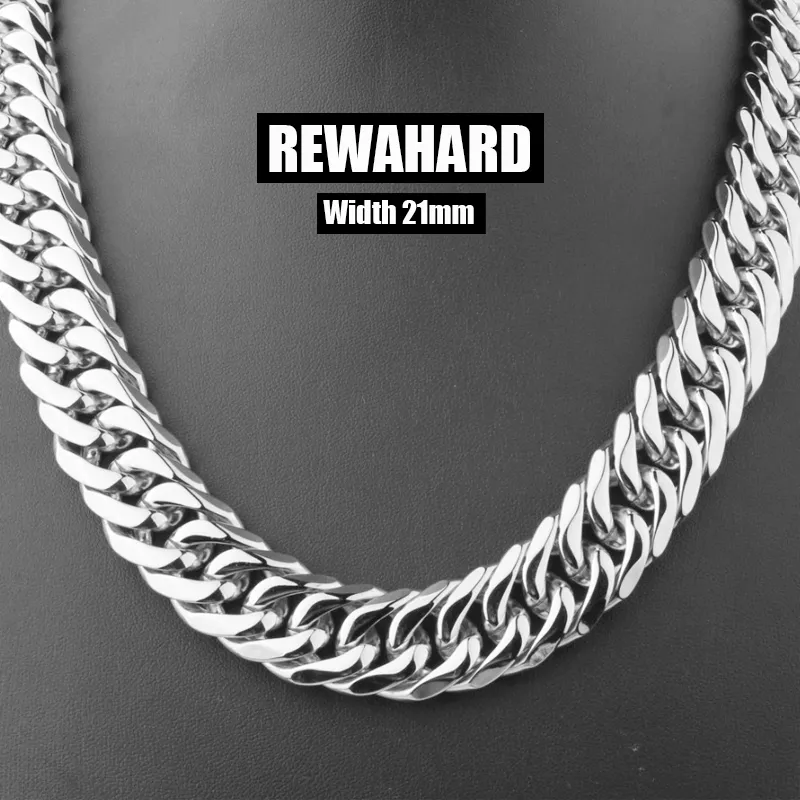 Rewahard - 21mm Super Wide Stainless-Steel Cuban Chains SLIVER