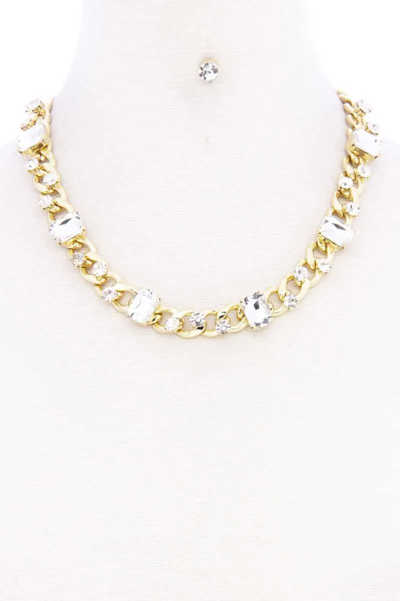 Rhinestone Cuban Link Necklace