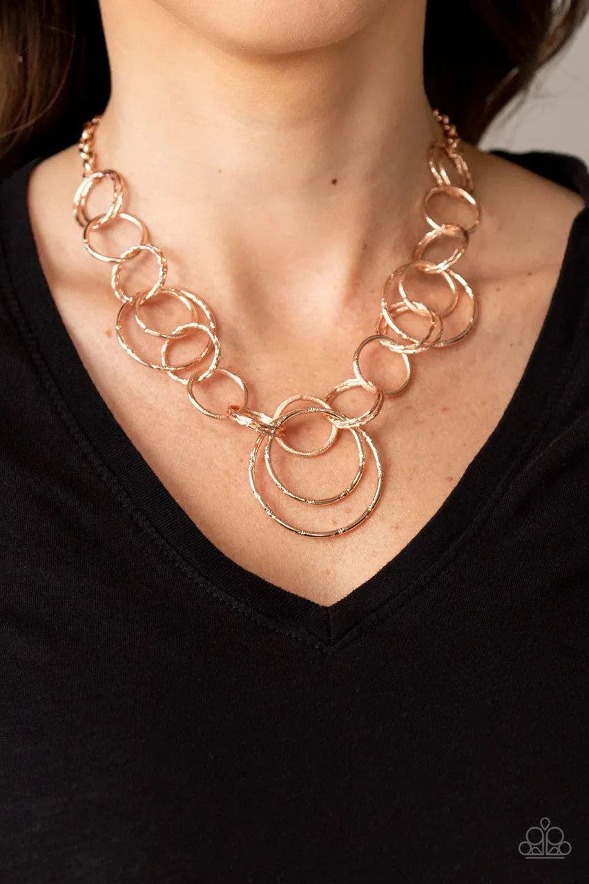 Ringing Relic Rose Gold Paparazzi Necklace