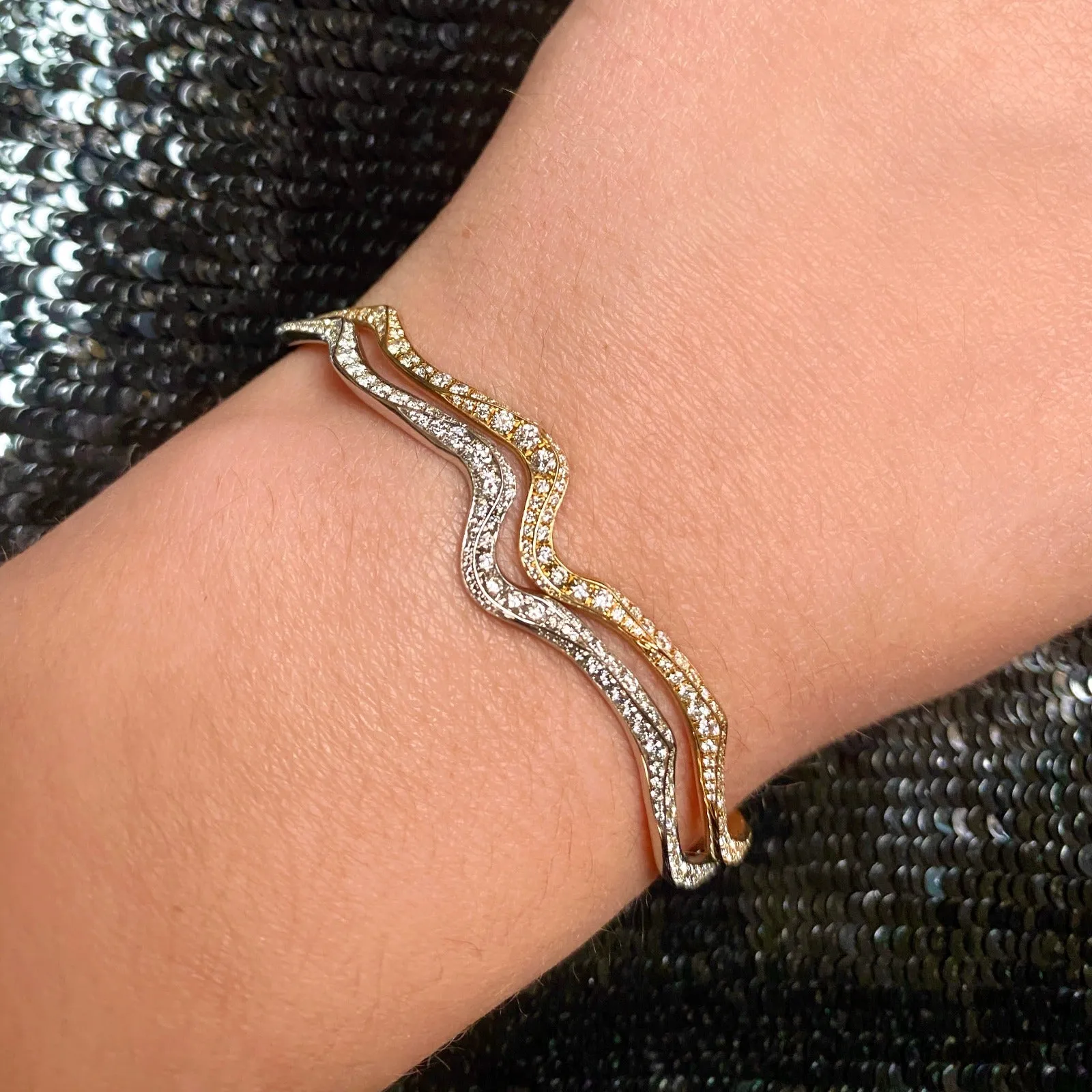 Ripple Cuff Bracelet - Full Pavé