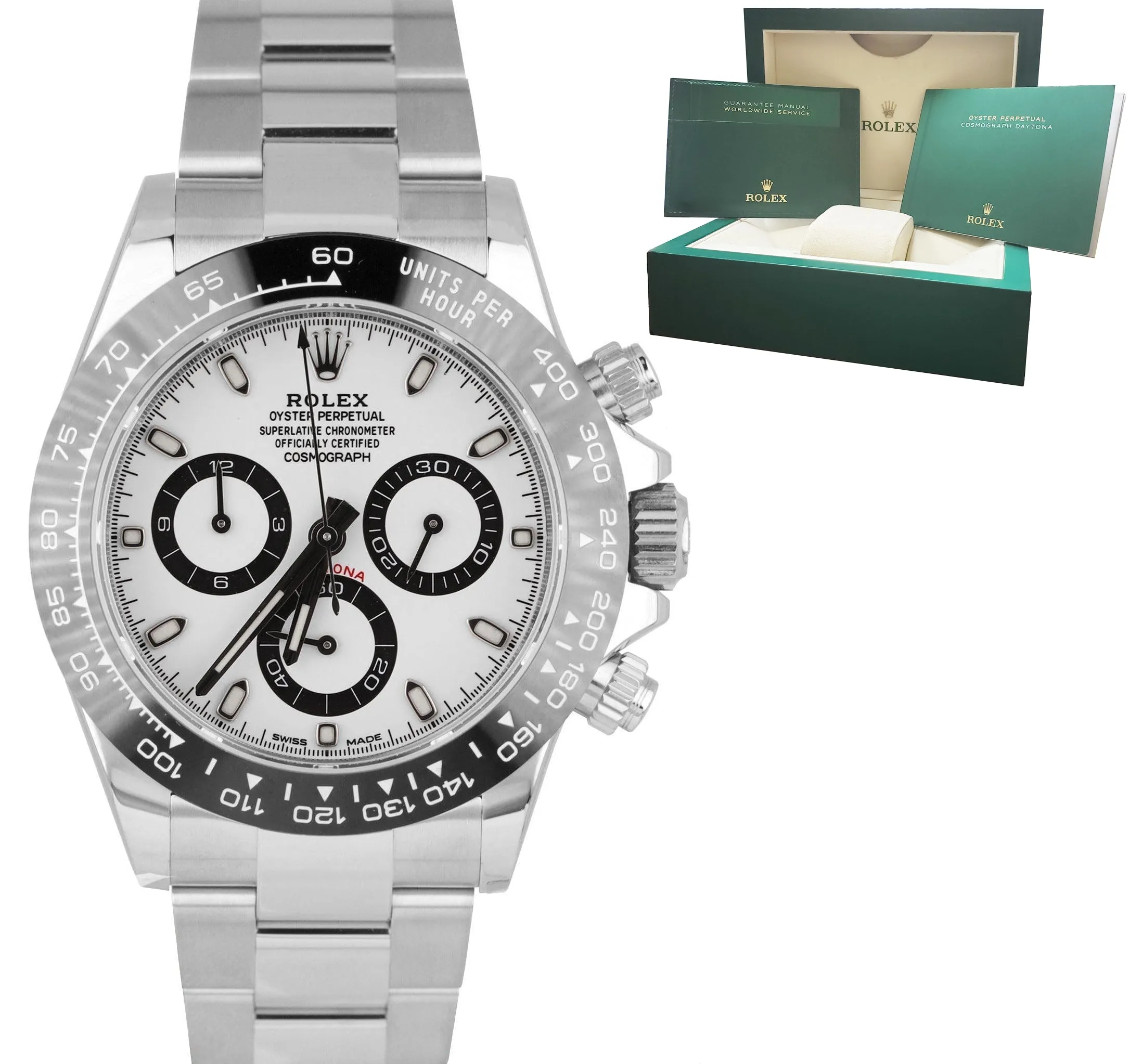 Rolex Daytona Cosmograph PANDA Ceramic White Stainless 40mm Watch 116500 LN