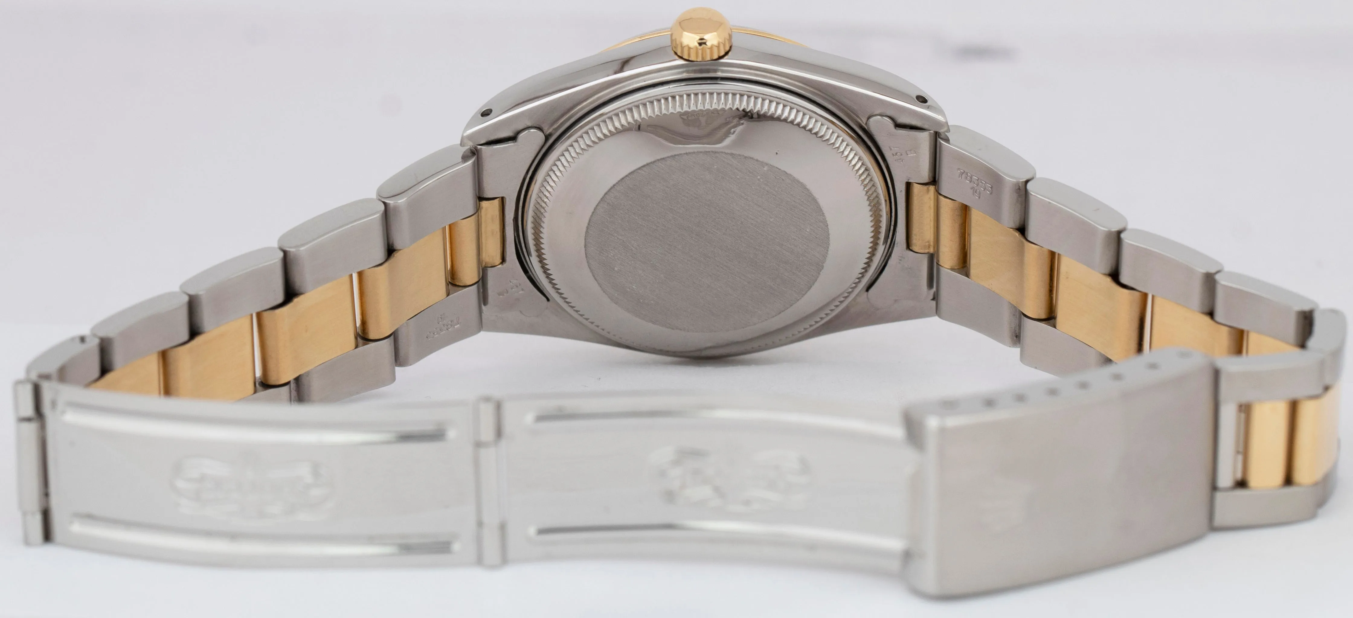 Rolex Oyster Perpetual Date 34mm White Two-Tone 18K Gold Steel Watch 15053