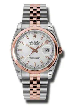 Rolex Oyster Perpetual Datejust 36 Silver Dial Stainless Steel and 18K Everose Gold Jubilee Bracelet Automatic Men's Watch 116201SSJ