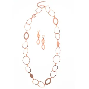 ROSE GOLD LINK NECKLACE AND EARRINGS SET #S10196RG (CF1)