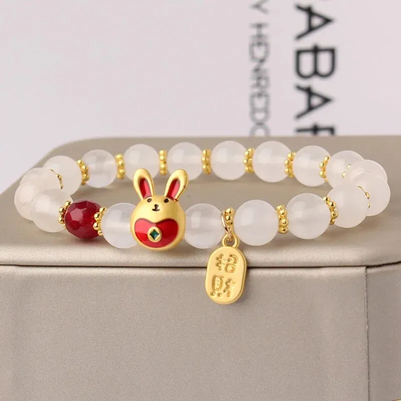 Rose sisi 2023 New Chinese bracelets Jade Rabbit Moon Agate bead temperament Bracelets Female Love Bracelet Jewelry for women