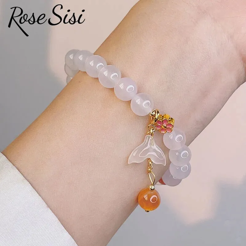 Rose sisi 2023 New Chinese bracelets Jade Rabbit Moon Agate bead temperament Bracelets Female Love Bracelet Jewelry for women