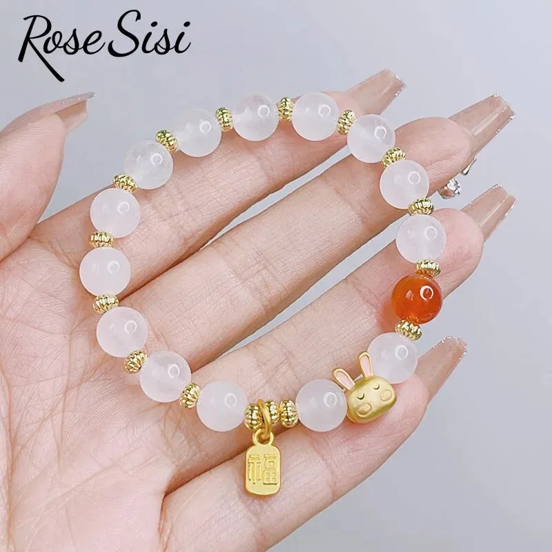 Rose sisi 2023 New Chinese bracelets Jade Rabbit Moon Agate bead temperament Bracelets Female Love Bracelet Jewelry for women