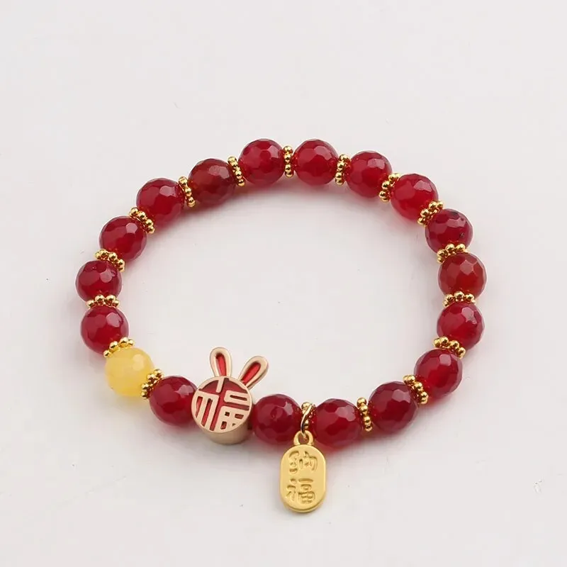 Rose sisi 2023 New Chinese bracelets Jade Rabbit Moon Agate bead temperament Bracelets Female Love Bracelet Jewelry for women