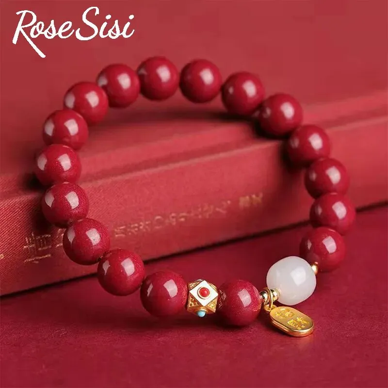 Rose sisi Amethyst bracelet Strawberry crystal bracelet for women purse Peace buckle fox pendant hand ornament lady jewelry gift