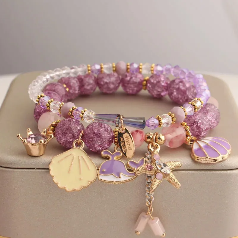 Rose sisi European and American style fashion stone bracelet for women elastic bracelet butterfly pendant jewelry for women gift