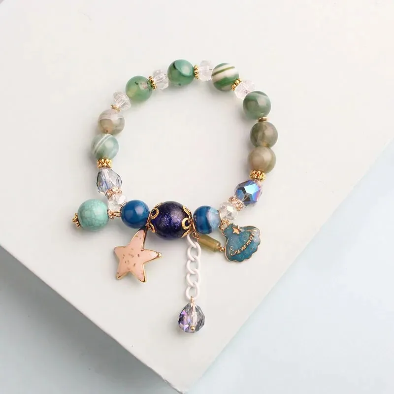 Rose sisi Korean style dancing girl pendant multi-element crystal beaded bracelet on hand jewelry female bracelet for women