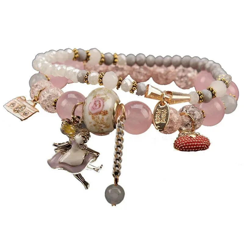 Rose sisi Korean style dancing girl pendant multi-element crystal beaded bracelet on hand jewelry female bracelet for women