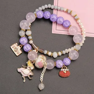 Rose sisi Korean style dancing girl pendant multi-element crystal beaded bracelet on hand jewelry female bracelet for women