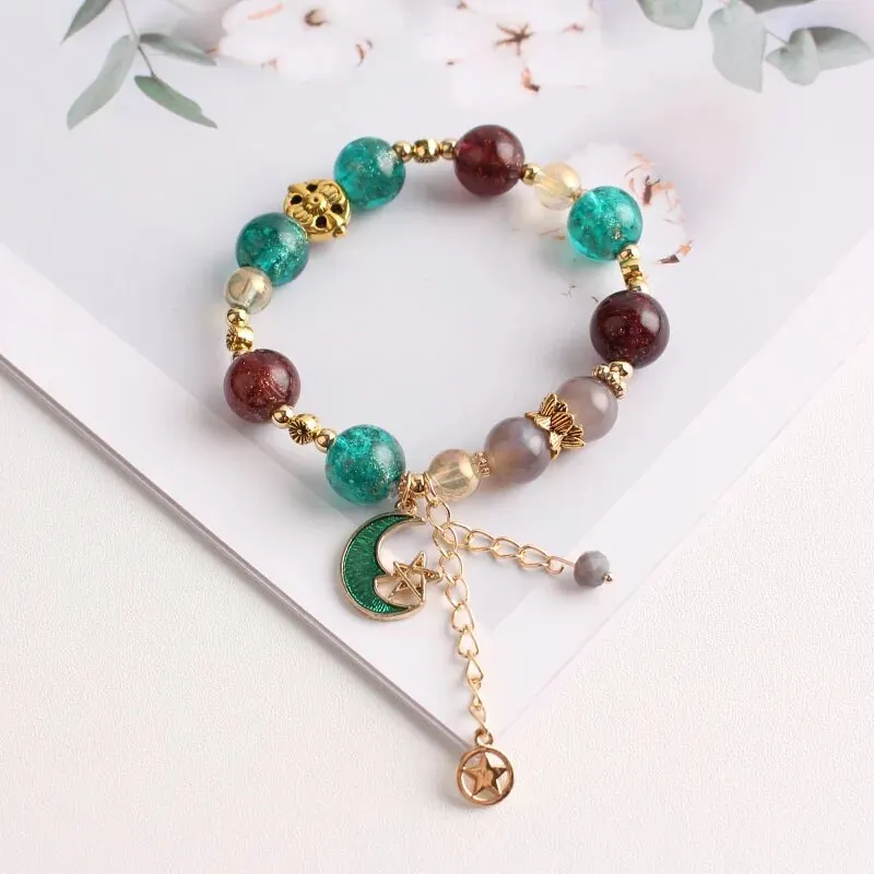 Rose sisi Korean style dancing girl pendant multi-element crystal beaded bracelet on hand jewelry female bracelet for women